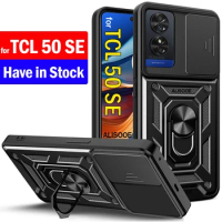 Armor Shockproof Funda for TCL 50 SE Case Slide Camera Lens Protection Ring Stand Cover for TCL 50SE 4G Holder Capa