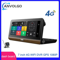 Anvolgo 7 Inch Android Car DVR Camera 4G Car GPS Navigation WIFI Bluetooth ADAS Dashboard 1080P auto Recorder Dual lens Dash Cam