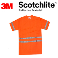 螢橘圓領橫條反光短袖T恤 3M Scotchlite Safetylite