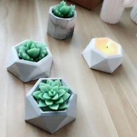 Diamond Shaped Silicone Mold Flower Pot Vase Concrete Cement Mold DIY Clay Ashtray Candle Holder Mould Gypsum Cement Fleshy Pot