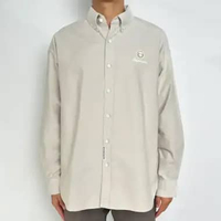 Kemeja AAPE NOW EMBROIDERY PATCH OLIVE BEIGE LONG SHIRT 100% ORIGINAL S