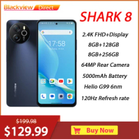 Blackview SHARK 8 Smartphone,6.78" 2.4K Display 16GB+128GB/256GB 64MP Camera G99 Android 13 Mobile D