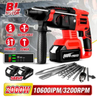 Brushless Cordless Electric Hammer Drill 3200RPM Rotary Hammer 26mm Impact Drill With Accessories Set For Makita 18V Battery