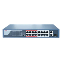 HIKVISION 16CH PoE Switch, DS-3E0318P-E/M(B) Unmanaged PoE LAN Switch, PoE LAN Network Switch