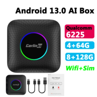 2023 CarlinKit CarPlay AI Box Android 13.0 QCM6225 8-Core Android Auto Wireless CarPlay Adapter Built-in GPS Glonass For Youtube
