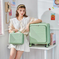 18 Inch Expandable Laptop Girl Trolley Luggage Front Opening Boy Travel Cabin Suitcase With Wheels Boarding Case Valises Voyage