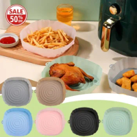 1pc Air Fryer Silicone Basket Silicone Mold Airfryer Oven Baking Tray Pizza Fried Chicken Basket Reusable Pan Liner Accessories