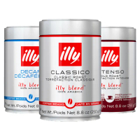 【illy】義大利經典咖啡豆/咖啡粉x3罐任選(250g/罐;中焙/深焙/低咖啡因/Espresso/摩卡壺專用)