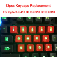 13pcs Texture Tactility Backlit Replacement Keycaps for Logitech G413 G910 G810 G310 G613 K840 Keyboard