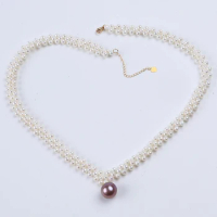 18k Gold Plated Fashion White Potato Shape Freshwater Pearl Beads Chain Women Necklace