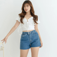 [ HYERIES ] Nayeon top atasan casual wanita korea ruffle blouse puffy sleeves top atasan lengan balo