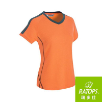 【RATOPS】女 Wincool V領短袖T恤 (肩配)『粉金桔/宇宙藍綠』DB-8871