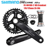 SHIMANO DEORE 10 Speed M4100 Crankset For MTB Bike 36-26T 170/175MM 10V Crankset Groupset Bracket SM-BB52/BB-MT501 Bicycle Parts