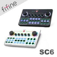 FIFINE SC6 藍牙音訊混音器USB直播聲卡