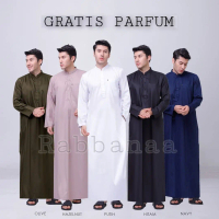 Jubah gamis pria dewasa model haramain bahan Katun adem serap keringat