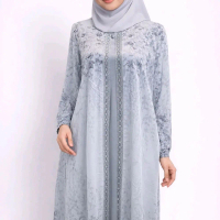 Gamis Wanita Elegan Motif Bunga | Dress Muslimah Kekinian | Baju Panjang Simple Anggun | Gamis Remaj