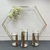 Large Wedding Hexagon Backdrop Metal Stand Birthday Party Balloon Flower Support Metal Frame Anniverary Decor Photo Background
