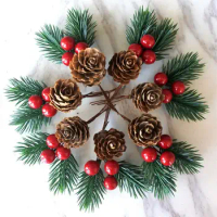 10pcs Red Christmas Berry Christmas Pine Cone Pine Cone DIY Home Christmas Ornament Artificial Floral Decor Gift Wrap Pinecone
