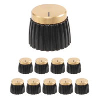 10x Guitar AMP Amplifier Knobs Push-on Black+Gold Cap for Marshall Amplifier