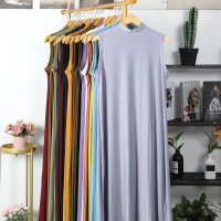 Inner Kutung Span Panjang Size M-L-XL Dress Gamis Wanita- busana muslim Abu Coklat