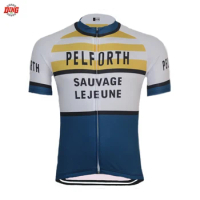 NEW 2019 Men's Cycling Jersey Retro Bike Wear Clothes Blue Short sleeve Cycling Clothing Outdoor sports classical Clothes MTB