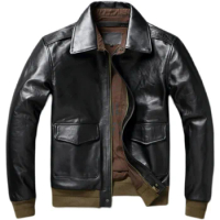 Classic A2 Genuine Horsehide Flight Suit Jacket Aviator Coats Genuine Leather Jacket Men Motorcycle Jackets Autumn 가죽점퍼