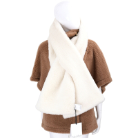 Max Mara FULL 羊駝混羊毛白色毛絨披肩 圍巾(170x30)