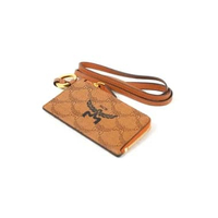 Dompet MCM HIMMEL MONOGRAM BLACK COGNAC L-ZIP CARD LANYARD 100% ORIGINAL 13X7CM