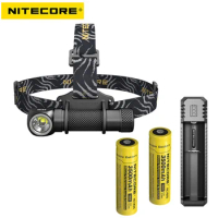 NiteCore HC33 LED High Performance Versatile L-shaped Headlamp Headlight + 2X nitecore 3500mah battery +nitecore UI1 charger