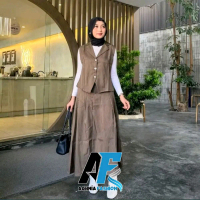 Bella vest set - Set Blazer Wanita - Setelan Tok Wanita Salur - Maxi Skirt Wanita Stripe - Setelan R