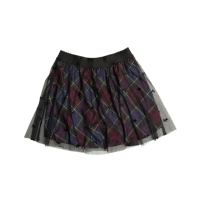【SCOTTISH HOUSE】TR繡狗網紗燈籠短裙-桃紫格/卡其紅格CHUB2110