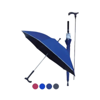 【海夫健康生活館】皮爾卡登 專利分離式拐杖傘 玻璃纖維傘骨 黑膠傘布 抗紫外線 23吋 晴雨兩用自動傘