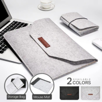 Wool Felt Laptop Bag Sleeve Cover 11 12 13 15.6 Inch For Macbook Air Pro Case For MateBook With Mousepad Or Power Mini-Pack Gift