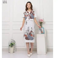 Evercloth Laila Maia Cheongsam Batik Couple Qipao Dress Batik Modern Seragam Family Set Merah Pink P