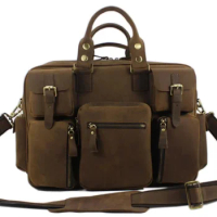 Vintage New 2015 genuine leather messenger bags men shoulder large crossbody weekend Duffle Bag Big M038