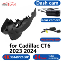 AutoBora 4K Wifi 3840*2160 Car DVR Dash Cam Camera 24H Video Monitor for Cadillac CT6 2023 2024