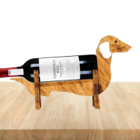 Tabletop Wine Bottle Holder Kitchen Decor Wood Display Wine Bottle Holder Dog Figure Holder Animal Wine Rack Liquor Shelf For