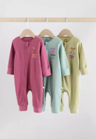 NEXT Two Way Zip Baby Sleepsuits 3 Pack