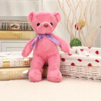 about 35cm dark pink teddy bear plush toy lovely bowtie bear soft doll,Christmas gift w1954