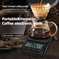 Precision Drip Coffee Scale Portable Digital Coffee Scale Weighing 0.1g with Timer Digital Kitchen Food Scale LCD Weight Tools