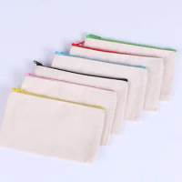 Sublimation Blank Cosmetic Bags Canvas Zipper Pencil Cases Customized Women Makeup Bag Fashion Handbag Pouch Bags SN3581
