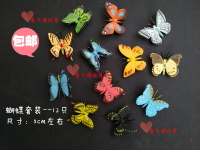 仿真昆蟲模型玩具12只蝴蝶小號粉蝶斑蝶鳳蝶兒童認知教具擺件