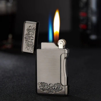Unusual Inflatable Windproof Gas Lighter Outdoor Kitchen Point Cigar Butane Torch Double Spray Lighter Gadgets For Men