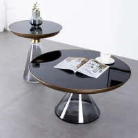 Nordic Tempered Glass Coffee Tables For Living Room Furniture Metal Side Tables Creative Light Luxury Household Coffee Tables