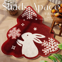 聖誕地毯 家用臥室床邊毯異形地毯陽臺飄窗坐墊圣誕節裝飾腳墊圣誕兔子地墊