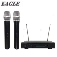 公司貨【EAGLE】雙電壓專業級雙頻無線麥克風組 EWM-P21V 大型遊覽車輛用長距離30公尺 多級窄帶高頻