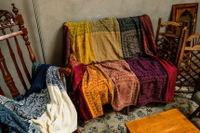 不能機洗民族風沙發罩雪尼爾裝飾毯沙發布沙發套毯子西班牙紅