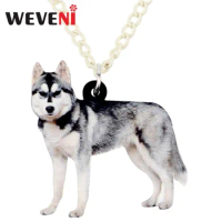 WEVENI Original Siberian Husky Dog Necklace Pendant Chain Choker Trendy Bijoux Jewelry For Women Girls Collier Gifts Dropship