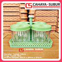 Toples Makanan Set 4pcs KIARA Rahma 850ml+Nampan Toples Lebaran Set