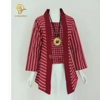 BELLANI 01 - Blouse Lurik Kutubaru Batik Kerja & Kondangan XXL + Furing Marun